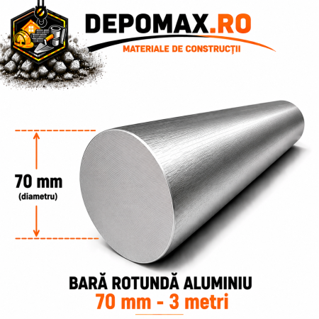 Bara rotunda aluminiu 70 mm, 3 metri, EN AW-6082